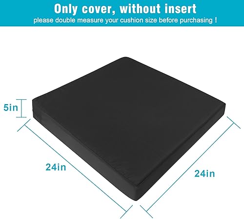 Miniatura 8 de Juego de 2 fundas de cojín de repuesto para exteriores, 24 x 24 x 5 pulgadas, repelentes al agua, resistentes a los rayos UV, color rojo