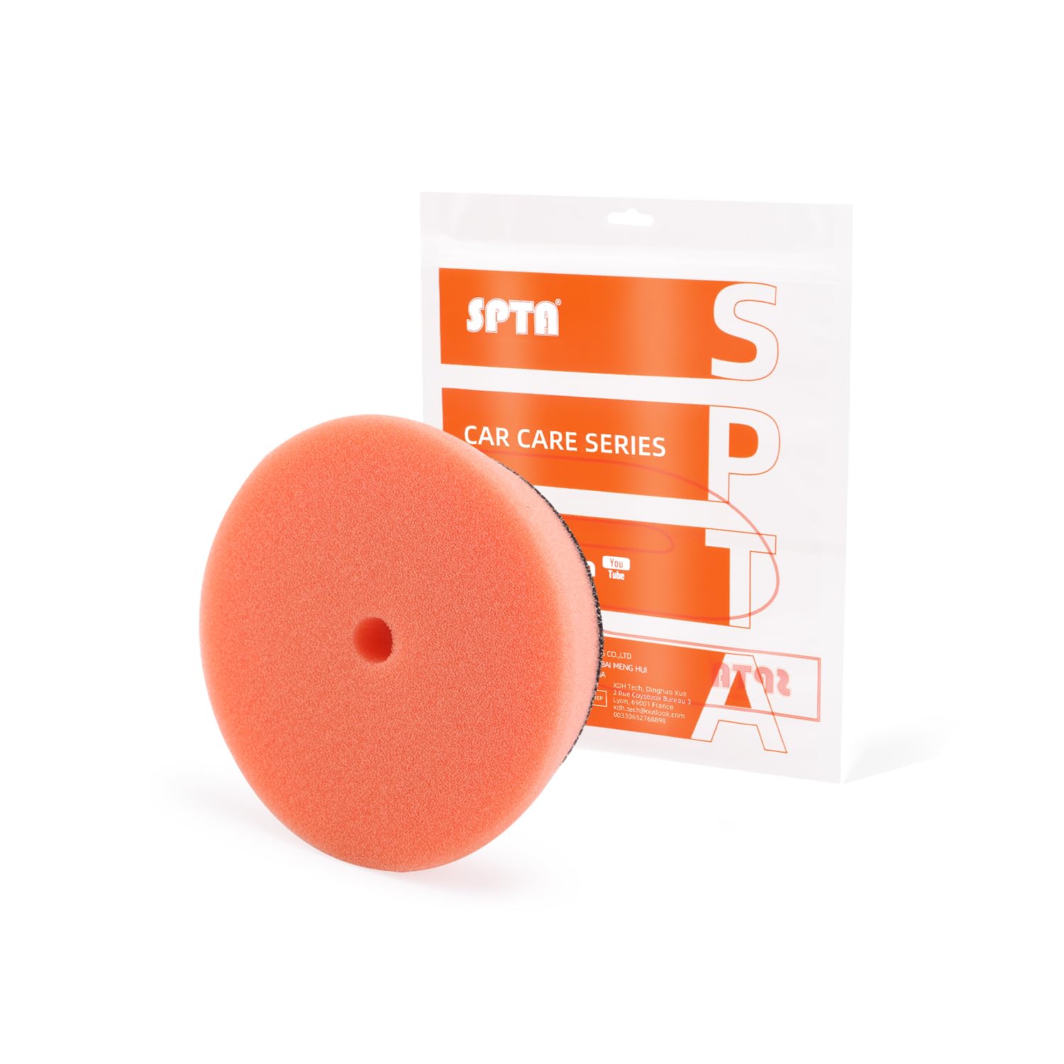 SPTA Orange T40 Orange Medium-Cut Polishing Pads, 1Pc 3.5 Inch Face for 3 Inch 80mm Backing Plate Compound Buffing Sponge Pads for Car Buffer Polisher Compounding, Polishing and Waxing -FPBFS3O