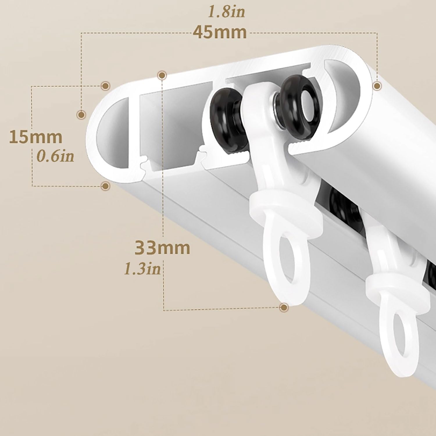 Wytrzymały zestaw szyn do zasłon sufitowych - białe i szampańskie aluminium Ra do salonu sypialni rozdzielacz pokoju - 2,7 m / 8,9 ft rozwiązanie do montażu sufitowego