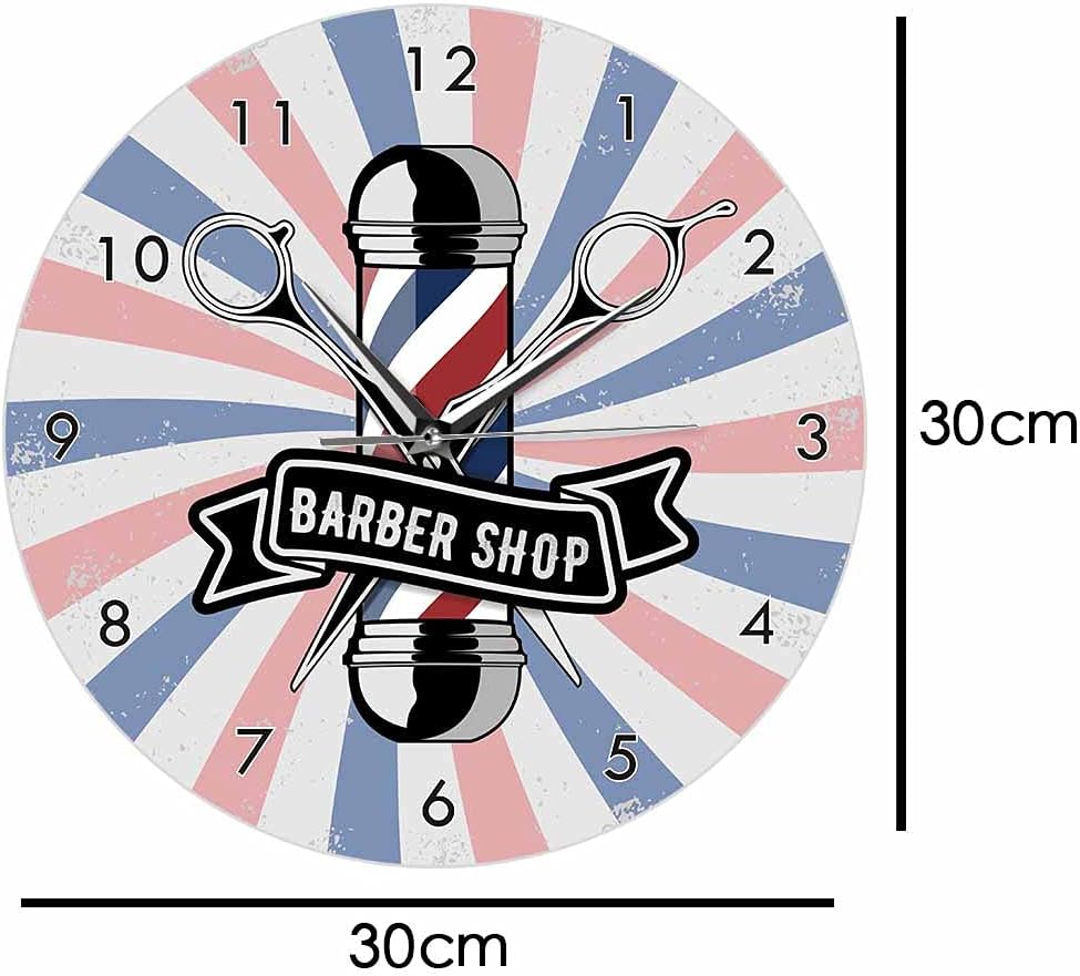 Geek Alerts Vintage Barber Pole Advertisement Wall Clock Battery Operated Mancave Barbering Art Sign Hair Salon Decorative Timepieces Silent Wall Watch