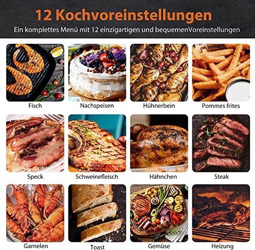 CROWNFUL Luftfritteuse 6,2L, XXL Heißluftfriteuse Elektrische 8 in 1 Öllose Herd, Heissluft Fritteusen mit LCD Touchscreen und 8 Voreinstellungen, präzise Temperaturregelung, Nonstick Korb – Bild 5