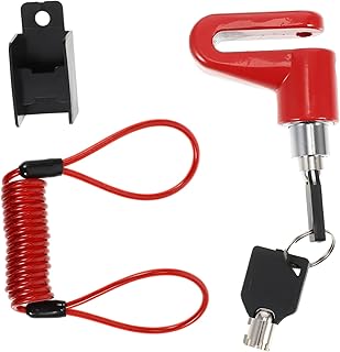 Milisten 1 Set Disc Brake Lock Steel Red Motorcycle Lock Motorbike Security Lock Alarm Sound Lock Water Proof Motorcycle Lock Bike Scooter Lock Padlock Bike Wheel Padlock