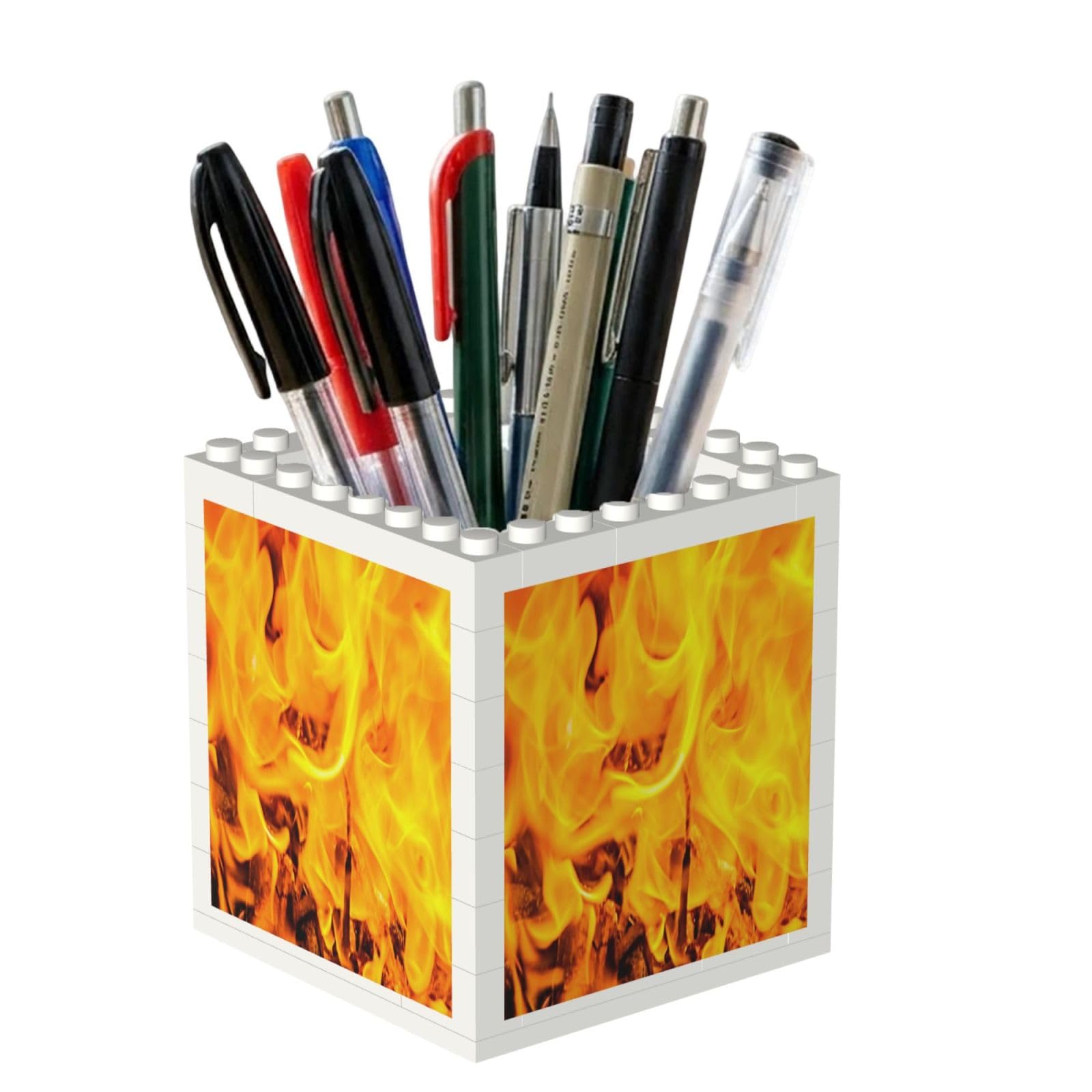 Poadnly Fire And Flames, Pen Pot Pencil Holder for Office Home School, Compact Desk Organiser for Office Stationery