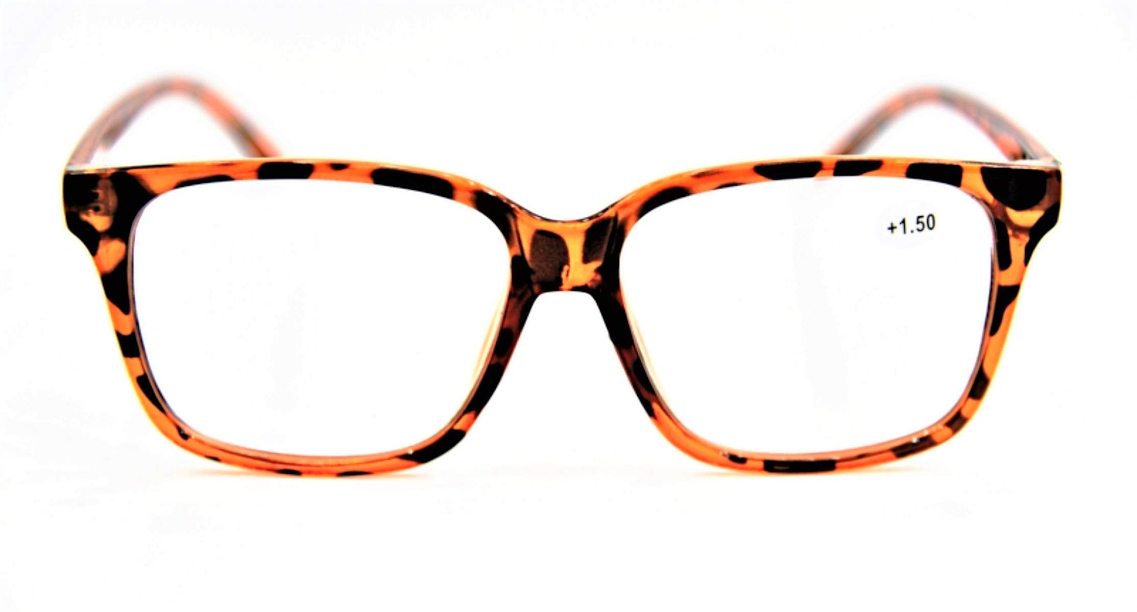 Fads & Fashions Unisex Tortoise Geek/Nerd Oversized Stylish Retro Sturdy Reading Glasses With Metal Hinges Model Tn44 (, 3.0)
