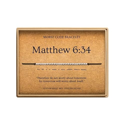 Loved Creations Morse Code Bracelets for Women, Matthew 6:34 Christian Bible Verse Bracelets, Scripture S925 Sterling Silver Inspirational Faith Jewelry, Religious Gifts for Women