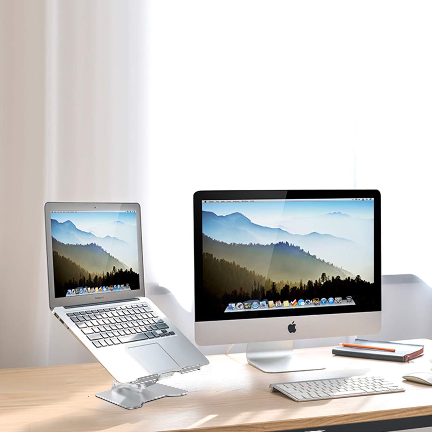 Prоduсt Dеаl Laptop Stand, Height Angle Adjustable Aluminum Laptop Holder - Ergonomic Laptop Riser Stand for Desk with Big Heat-Vent Compatible with MacBook All Laptops Tablets 8-16 (Silver)