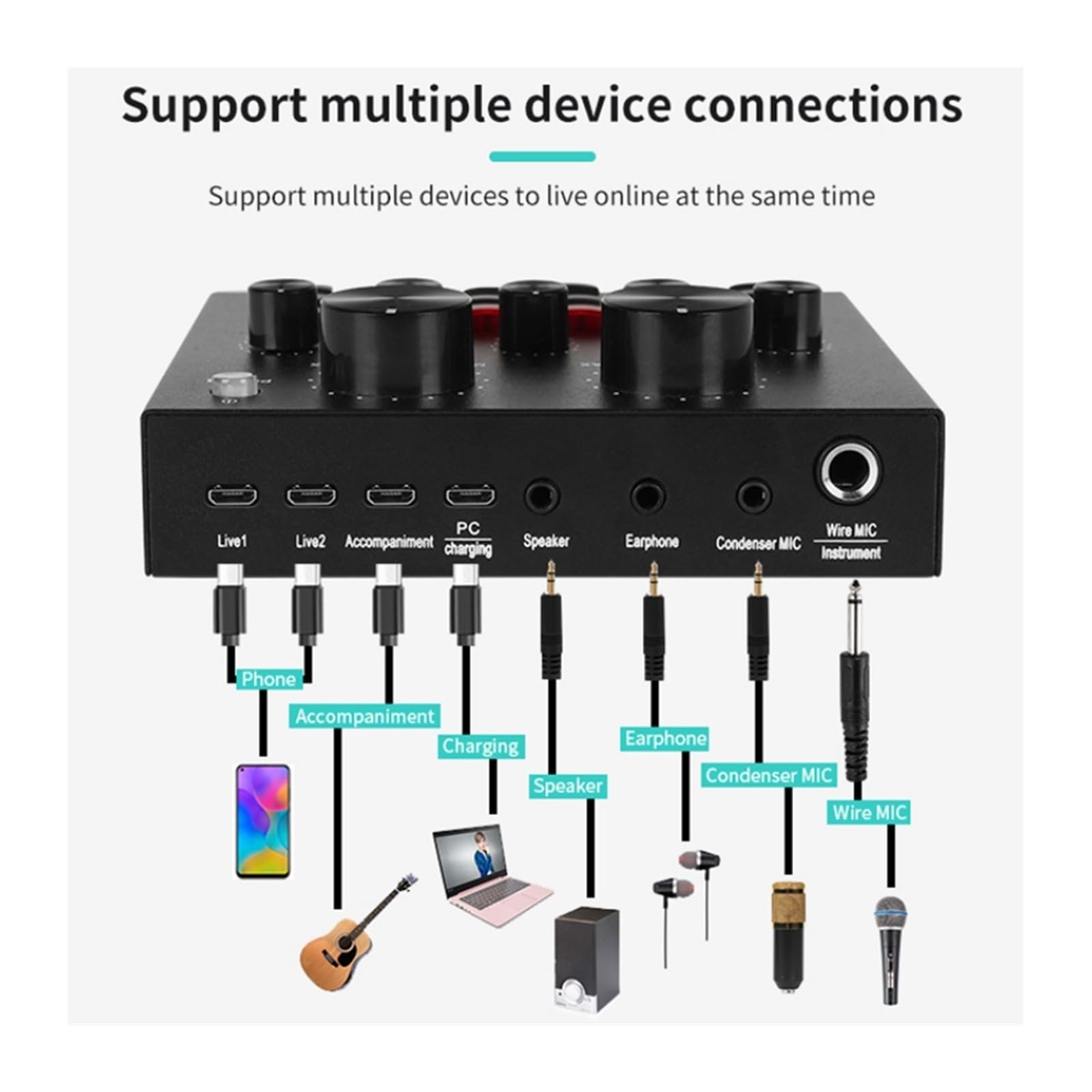 Mixer audio, Scheda audio professionale V9 Streaming Trasmissione in diretta Poast Studio di registrazione Attrezzatura Cambia voce Interfaccia