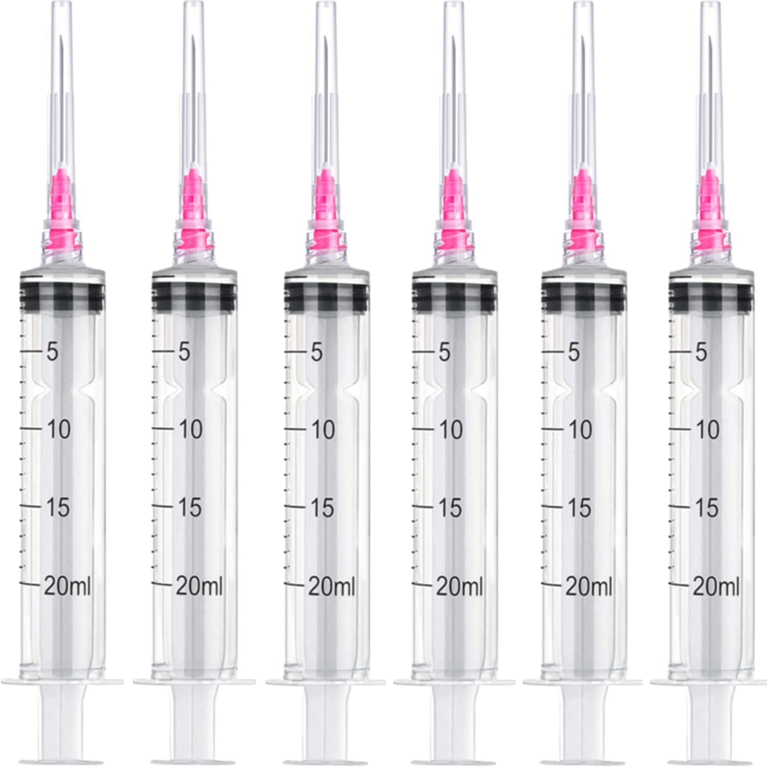 12 Pack 20ml Plastic Syringe Luer Lock with 18Ga, Measuring Syringe Tool for Scientific Labs, Epoxy Resin, Craft, Machine Oil, Ink or Glue Applicator, Individual Package