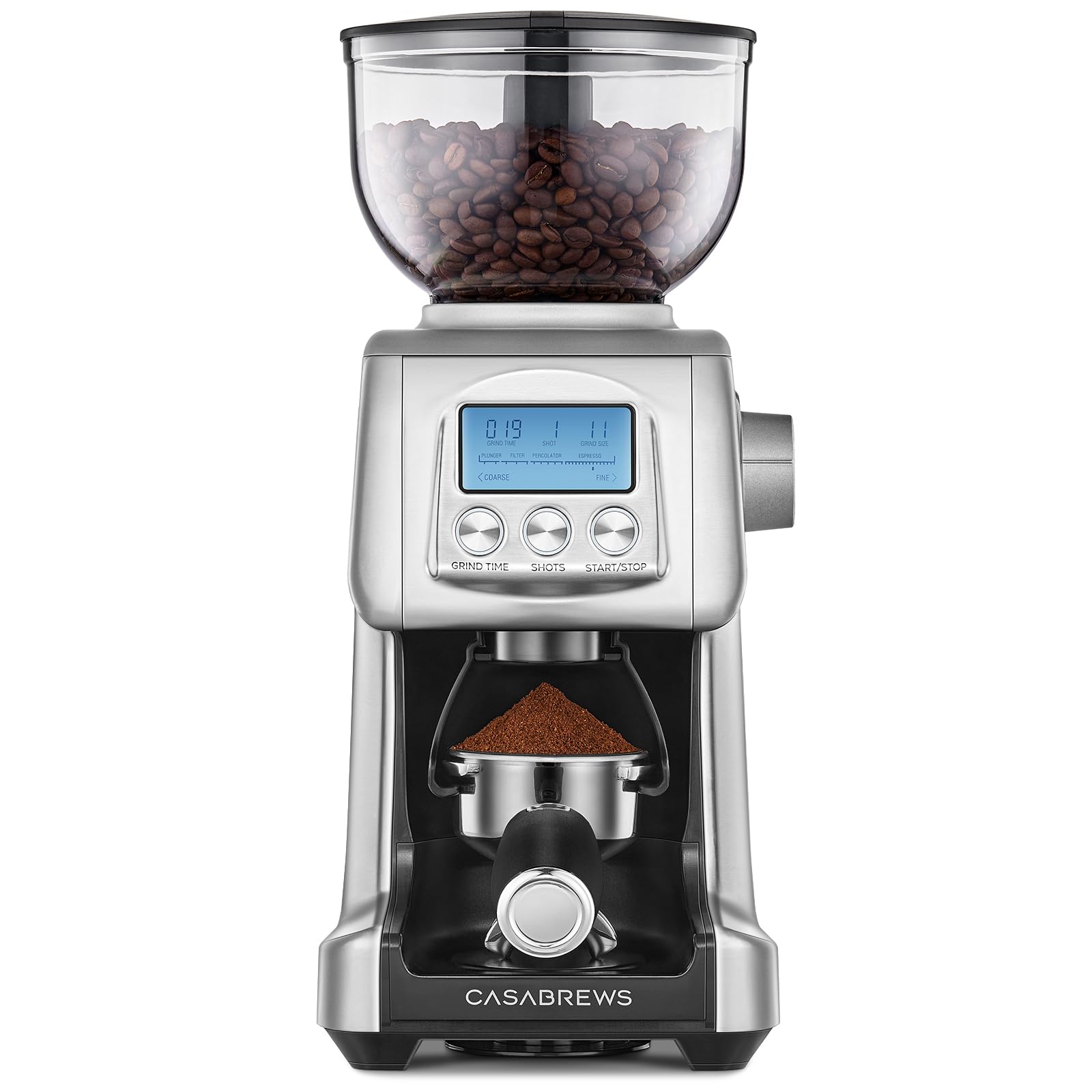 Tornado Electric Conical Burr Coffee Grinder with LCD Display | 77 Precision Grind Settings for French to Espresso, LCD Display, Custom Grind Time, Durable Stainless Steel Design for Home