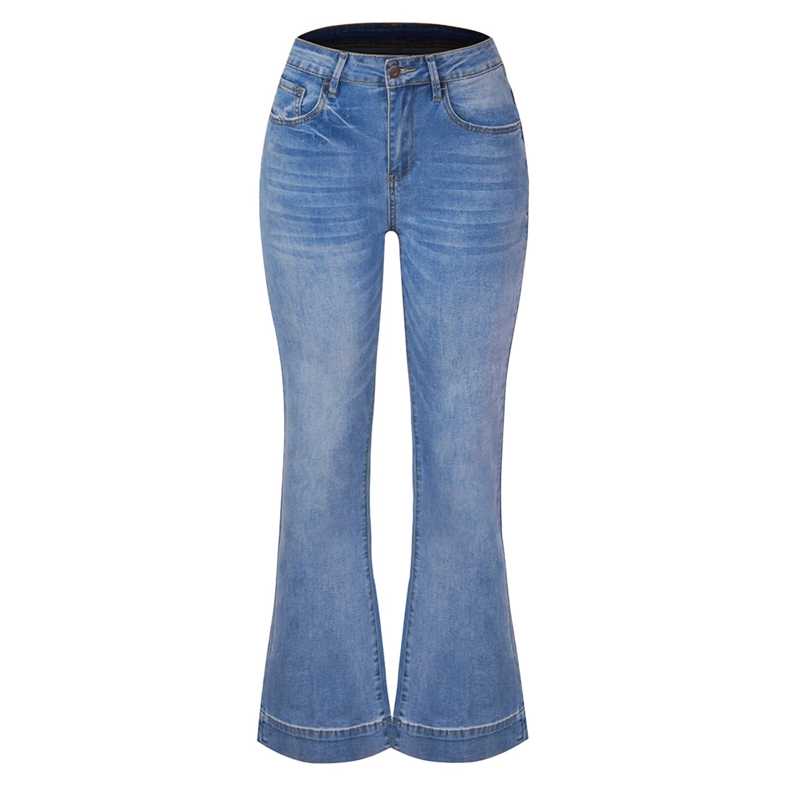 Generico Jeans Donna, Pantaloni Jeans Donna Larghi 90's Jeans Donna Curvy Bootcut Gamba Larga Casual Larghi a Vita Bassa Estivi Jeans da Donna a Vita Alta Pantaloni Tuta Elastique per Lavoro
