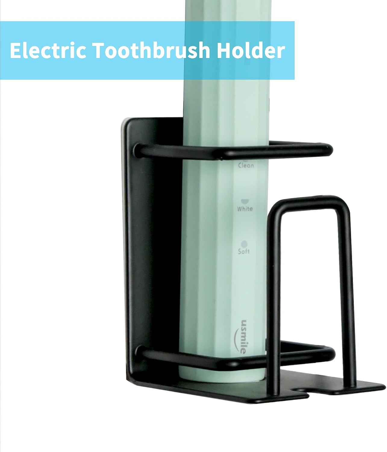Toothbrush Holder Wall Mounted, Stainless Steel Bathroom Organizer for Electric Toothbrush, Toothpaste & Cup, No Drill Adhesive Shower Caddy (Black,1 Pack)