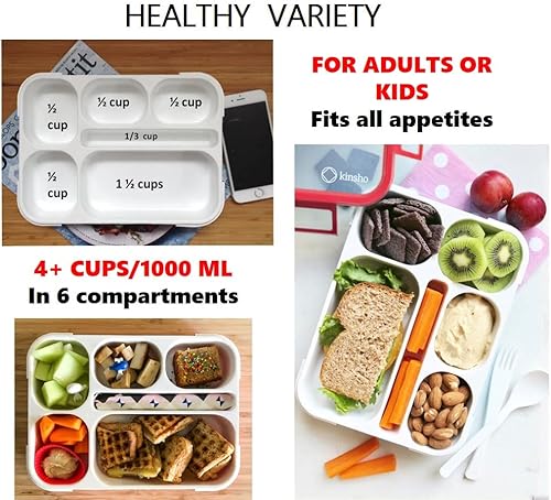 Miniatura 3 de Lonchera Bento para niños loncheras a prueba de fugas, recipientes para aperitivos para niños y niñas con 6 compartimentos, escuela, guardería,