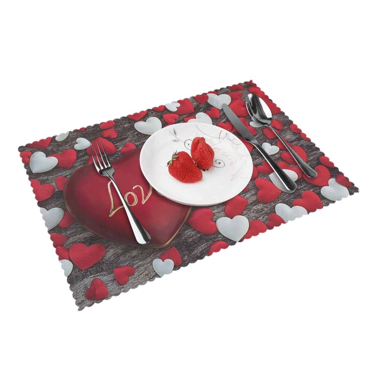 Black Printed Placemats Set of 4 PCS Washable Placemat for Kitchen Table Heat-resistant Table Mats 45x30 CM