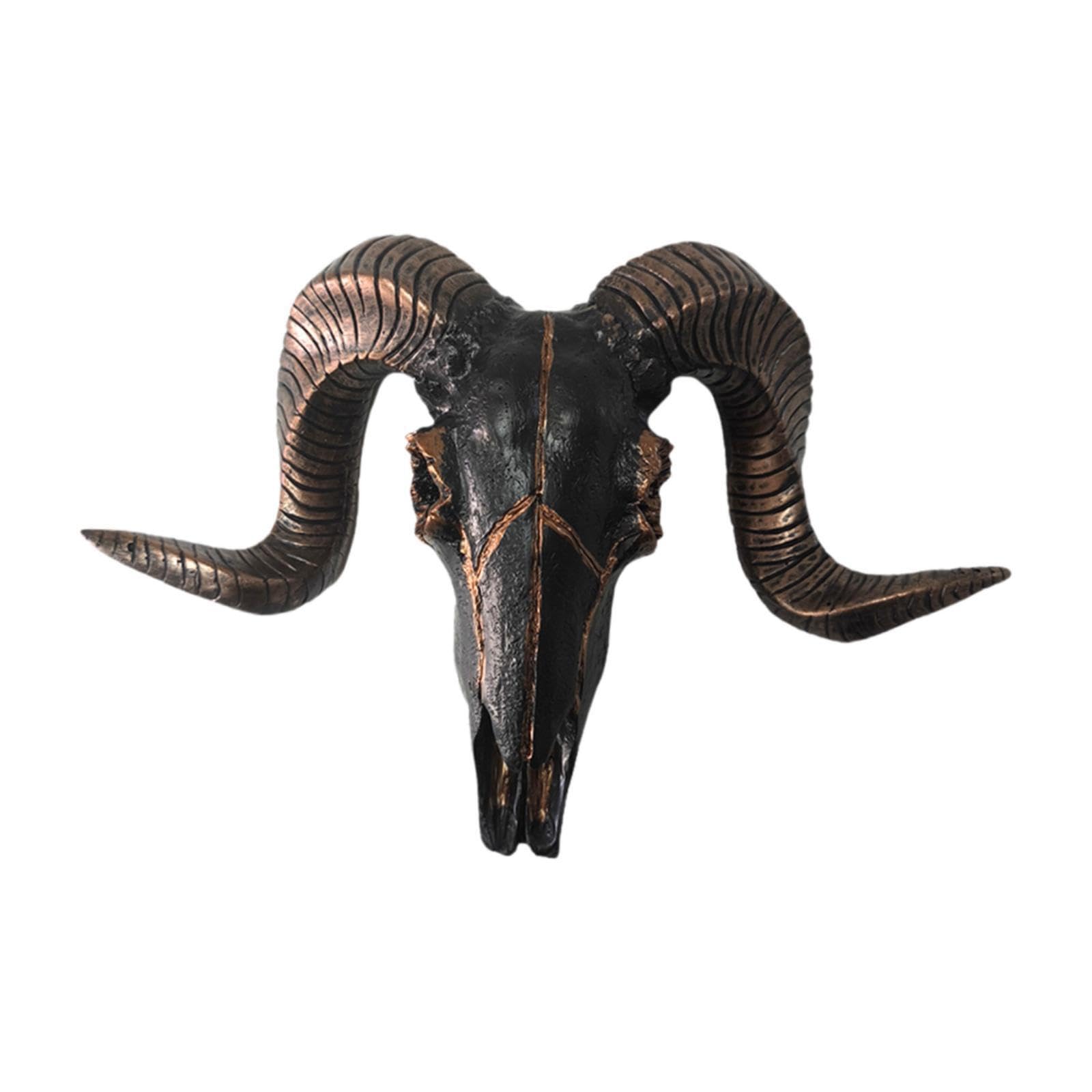 TWISAXC Art Sheep Head Wall Sculpture Premium Decorative Artwork For Home Bedroom Sheep Head Statue 3D Resin Decorative Ornament, Copper, 25.5x17.5x6cm