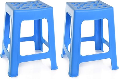 Miniatura 39 de Mintra Home - Taburetes de plástico ligeros, paquete de 2 (18 pulgadas de altura, rojo) Rojo -,Negro -,Marrón,Coral,Azul