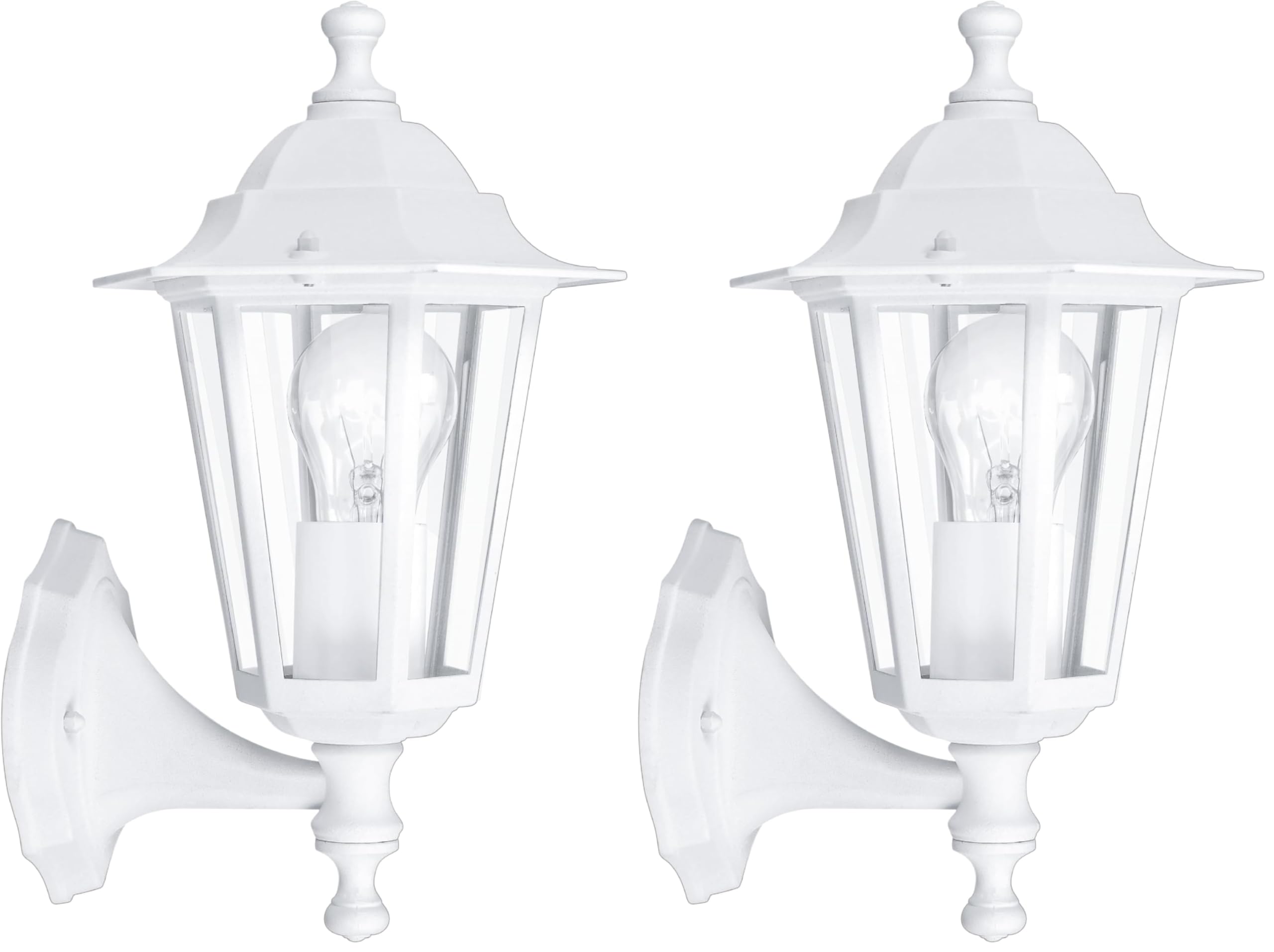 EGLO Außen-Wandlampe Laterna 5, 1 flammige Außenleuchte, Wandleuchte aus Aluguss und Glas, Farbe: Weiß, Fassung: E27, IP44 (Packung mit 2)