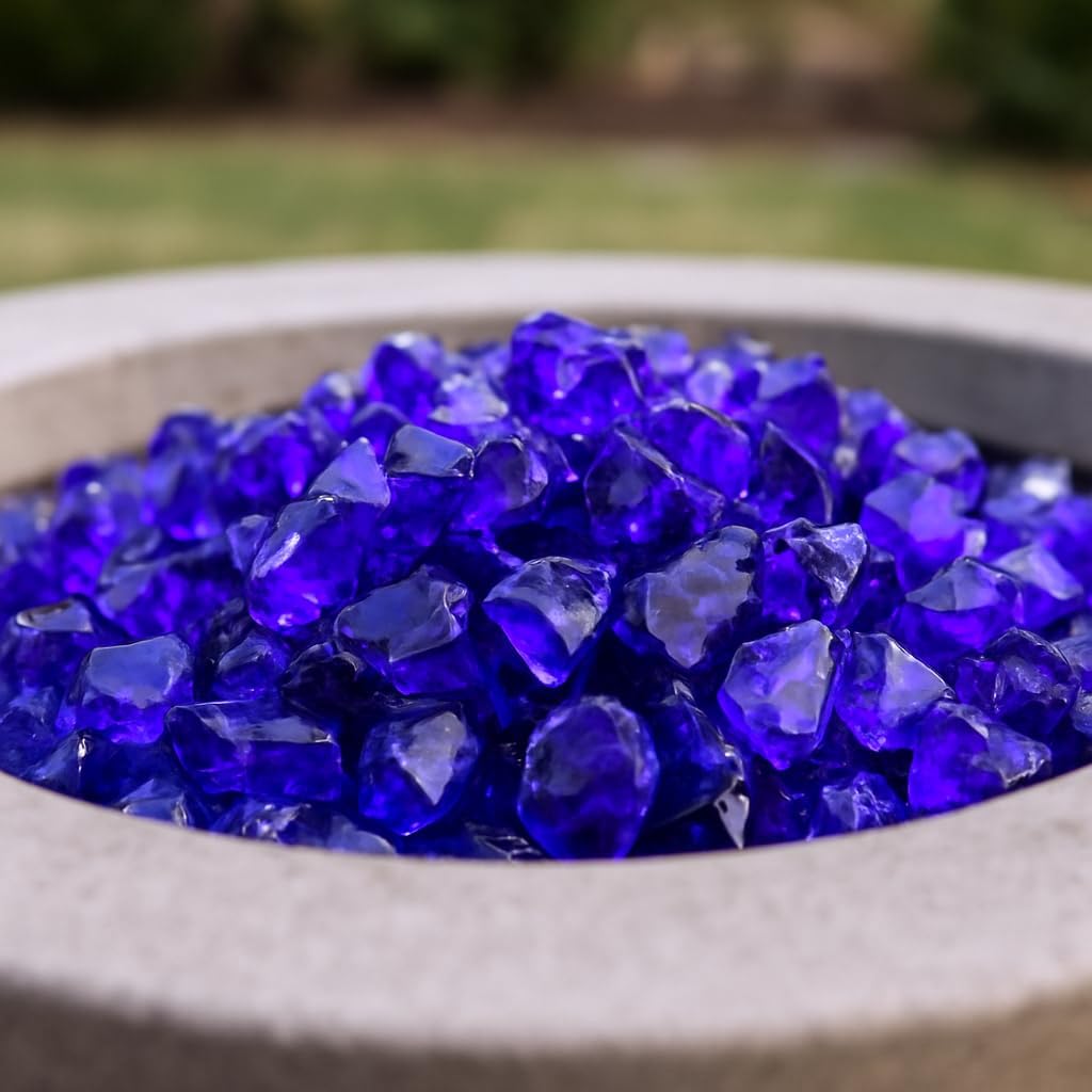 HomeRoots Cobalt Round Reflective Fire Pit Glass