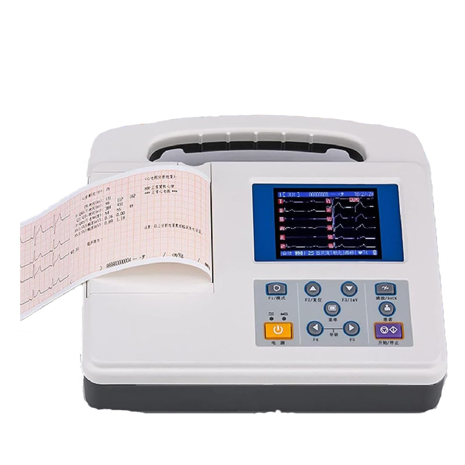 Moniteur ECG/ECG Portable, Enregistrer L'ECG Et La Fréquence Cardiaque dans 12 Canaux, Électrocardiographe LCD De Couleur Numérique 3,5 Pouces avec Mode De Démonstration De Forme d'onde ECG