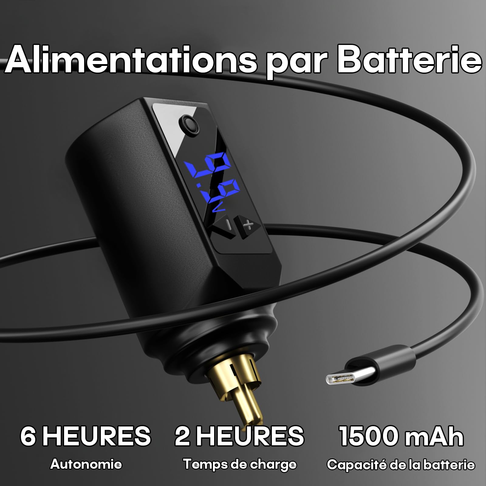 Kit de Machine à Tatouer Rotative Sans Fil POSEIDON avec 20 Cartouches d'Aiguilles,Encres & 2 Batteries Rechargeables | Pistolet à Tatouer Professionnel Portable pour Débutants | Fournitures Complètes