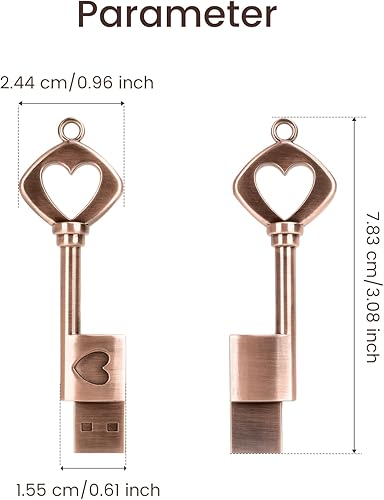 Miniatura 3 de BorlterClamp Memoria Stick Retro Metal Love Heart Key Drive de 32 GB USB 2.0 Flash Drive
