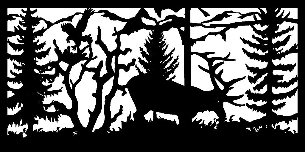 AJD DesignsBalcony Panel Log Home Railings 30 X 60 Elk Feeding with Eagle Metal