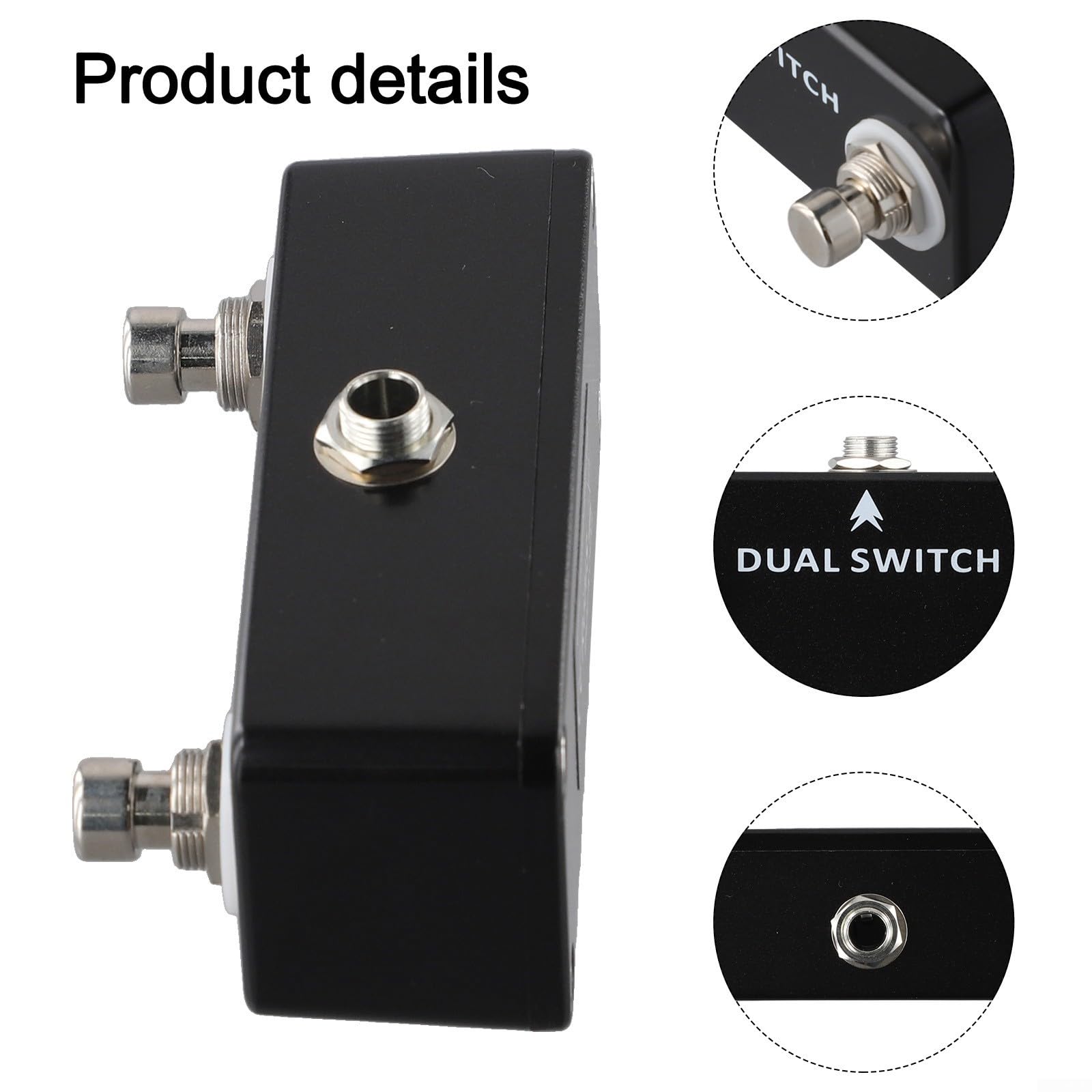 Dual Switch - Pedale per chitarra True Bypass, alloggiamento in metallo | Circuito True Bypass, doppio interruttore momentaneo, alloggiamento interamente in metallo, colore nero, design compatto