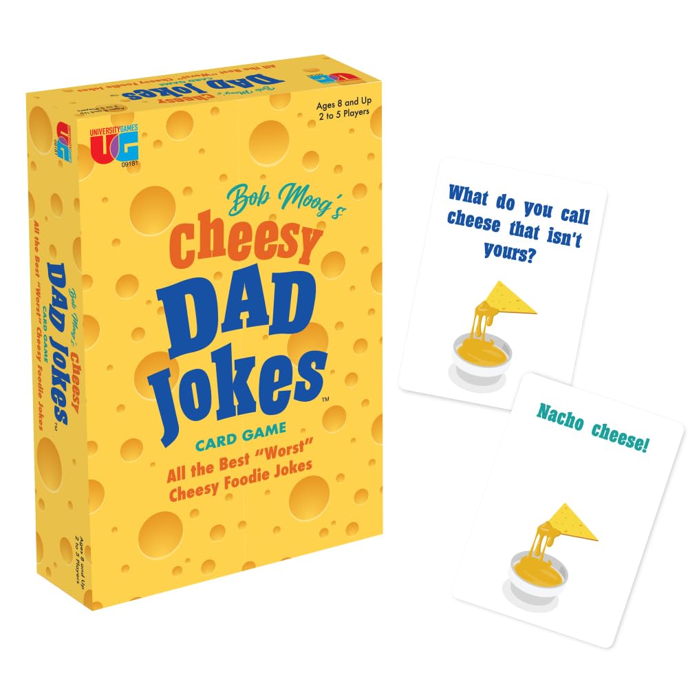 University Games Bob Moog’s Cheesy Dad Joke Game: Hilarious Food-Themed Card Game for Family Fun, Ages, 2-6 Players