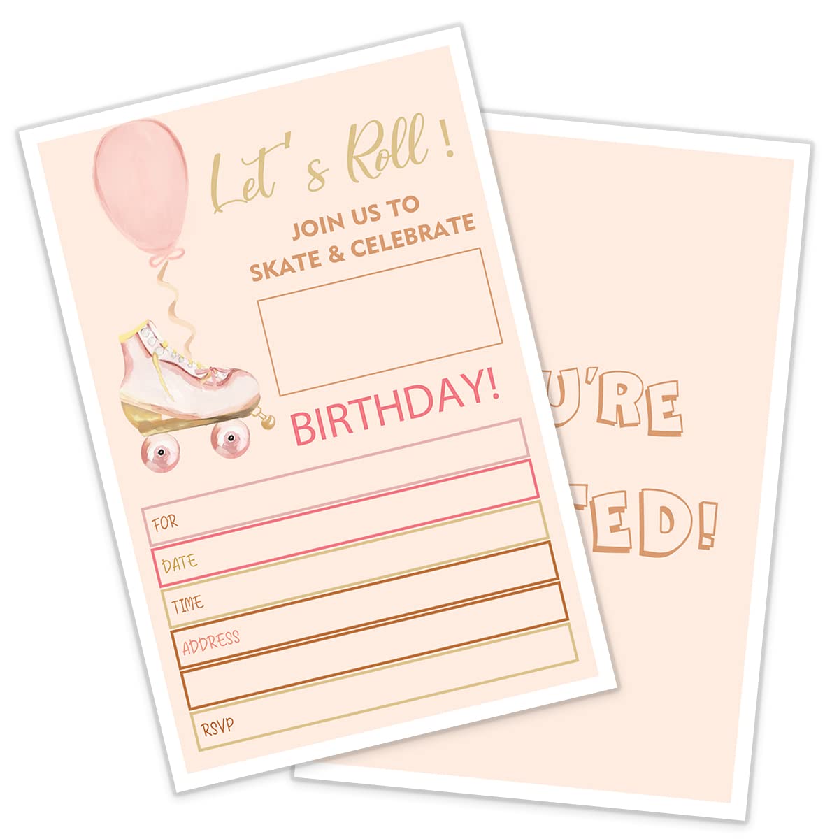 Photo 1 of Watercolor Roller Skate Party Birthday Invitations ?Roller Skate Party Supplies?For Young Girls Boys Party Decoration, Party Supplies(20 Invites + Envelopes)
