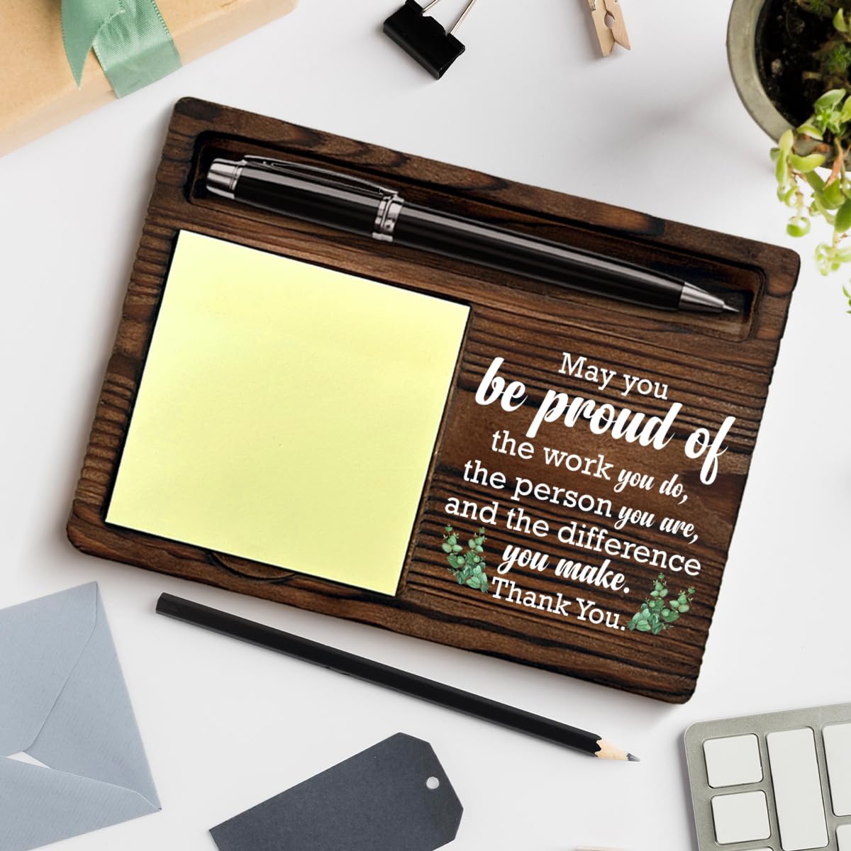 Thank You Gifts for Women Men, Appreciation Gifts for Coworkers Boss Teacher, May You Be Proud of the Work You Do Sticky Note Holder for Office Desk Decor — Amazon image 4