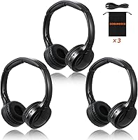 KOBANOICA Universal IR Wireless Car DVD Headphones 3 Pack - for Honda Odyssey, Toyota Sienna, Chrysler Pacifica & 100+ Models
