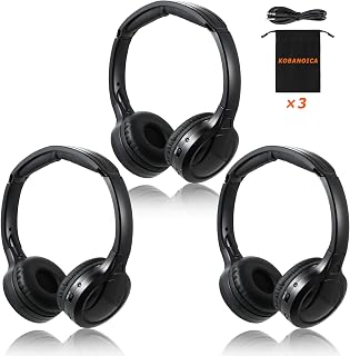 KOBANOICA Universal IR Wireless Car DVD Headphones 3 Pack - for Honda Odyssey, Toyota Sienna, Chrysler Pacifica & 100+ Models