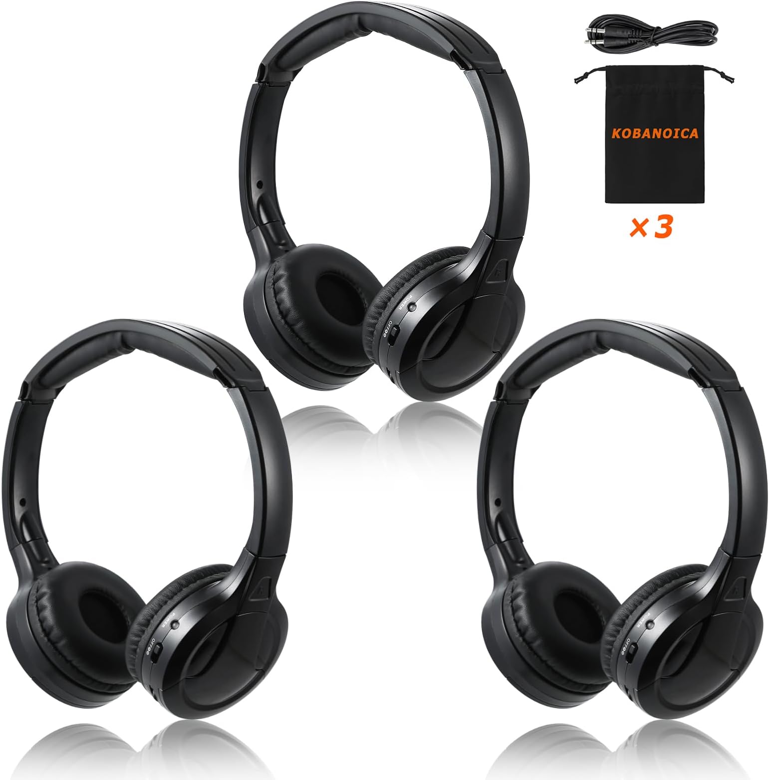 IR Headphones for Car DVD,Car Headphones Wireless,Universal 2 Channel Infrared Headphones for Odyssey Entertainment System(3 Pack)