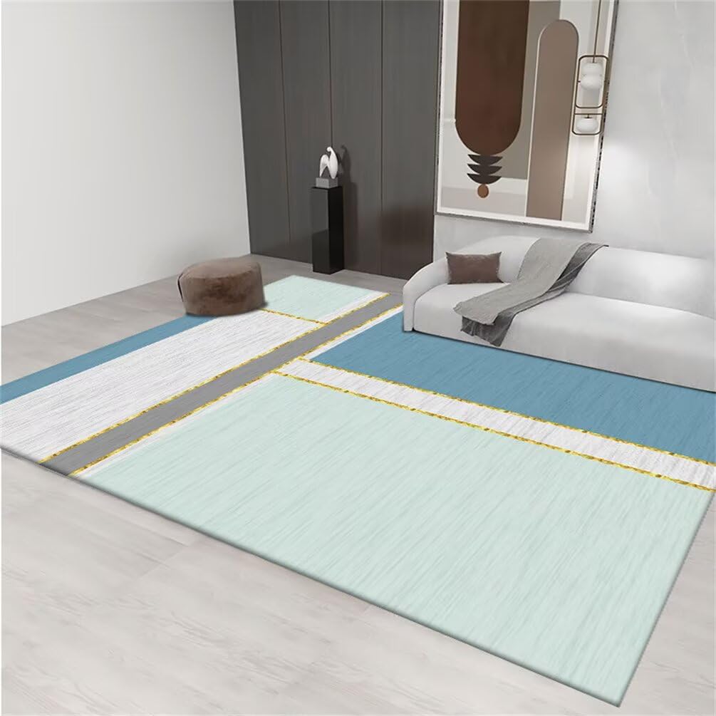 Tapis de sol 120x180 cm antidérapant bleu moderne gris doré pour sécuriser la chambre enfant