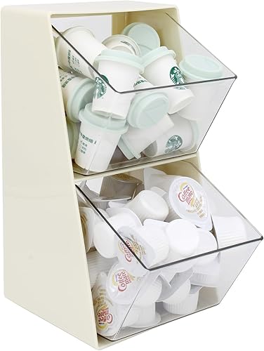 Bokelai Soporte para cápsulas de café con 2 cestas de gran capacidad, contenedor de almacenamiento para tazas K, accesorios para barra de café, caja Bokelai Soporte para cápsulas de café con 2 cestas de gran capacidad, contenedor de almacenamiento para tazas K, accesorios para barra de café, caja