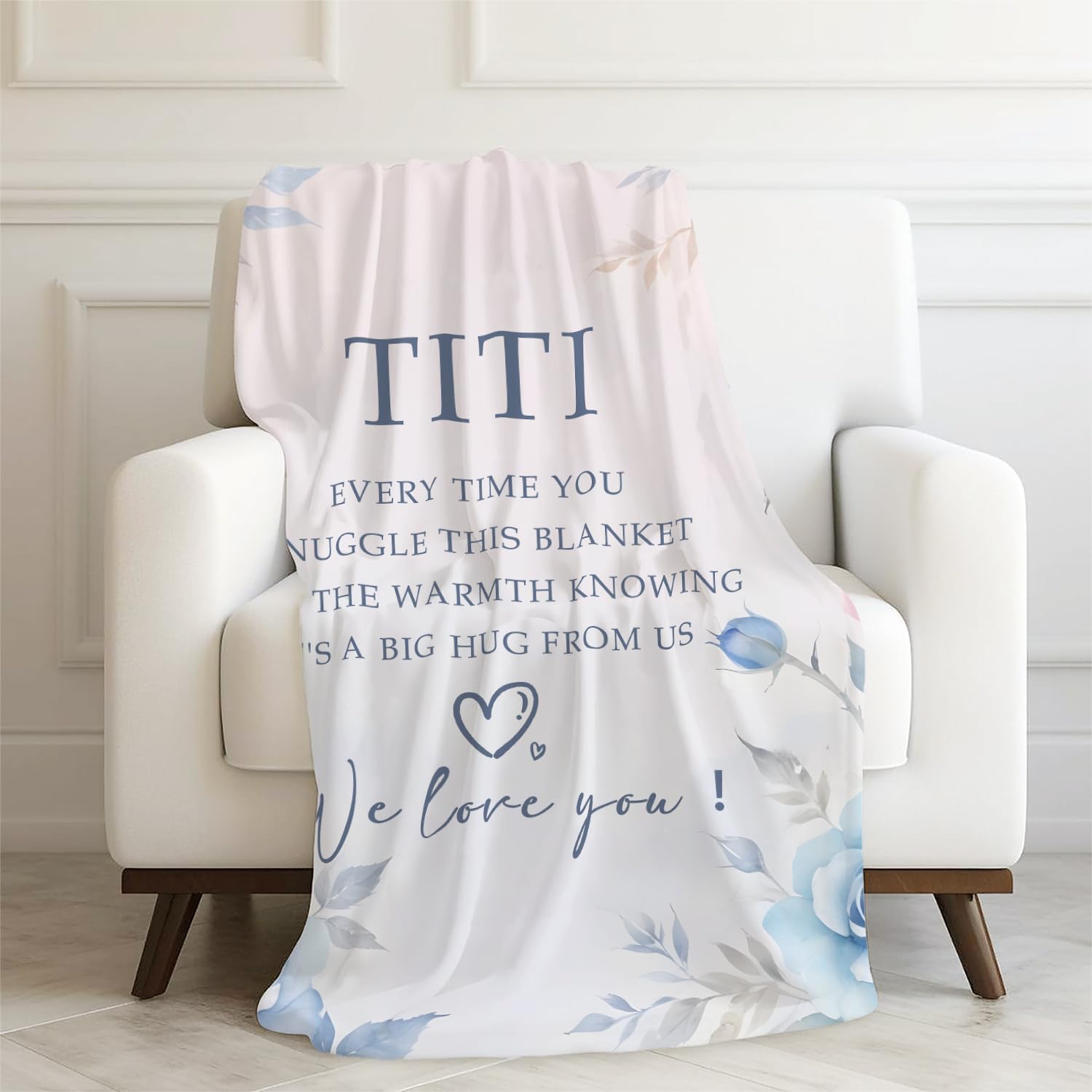 Floral Titi Aunt Blanket, Aunt Gifts from Nephew Niece for Birthday Christmas, Titi We Love You Throw Blankets for Sofa Couch Bedroom Living Room Home Decor, 50x60 Inches