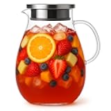 2.5L Extra Large Glass Pitcher Water Jug with Lid – Ideal for Lemonade, Iced Tea, or Fruit Punch, Perfect for BBQ, Picnic, and Family Gathering
