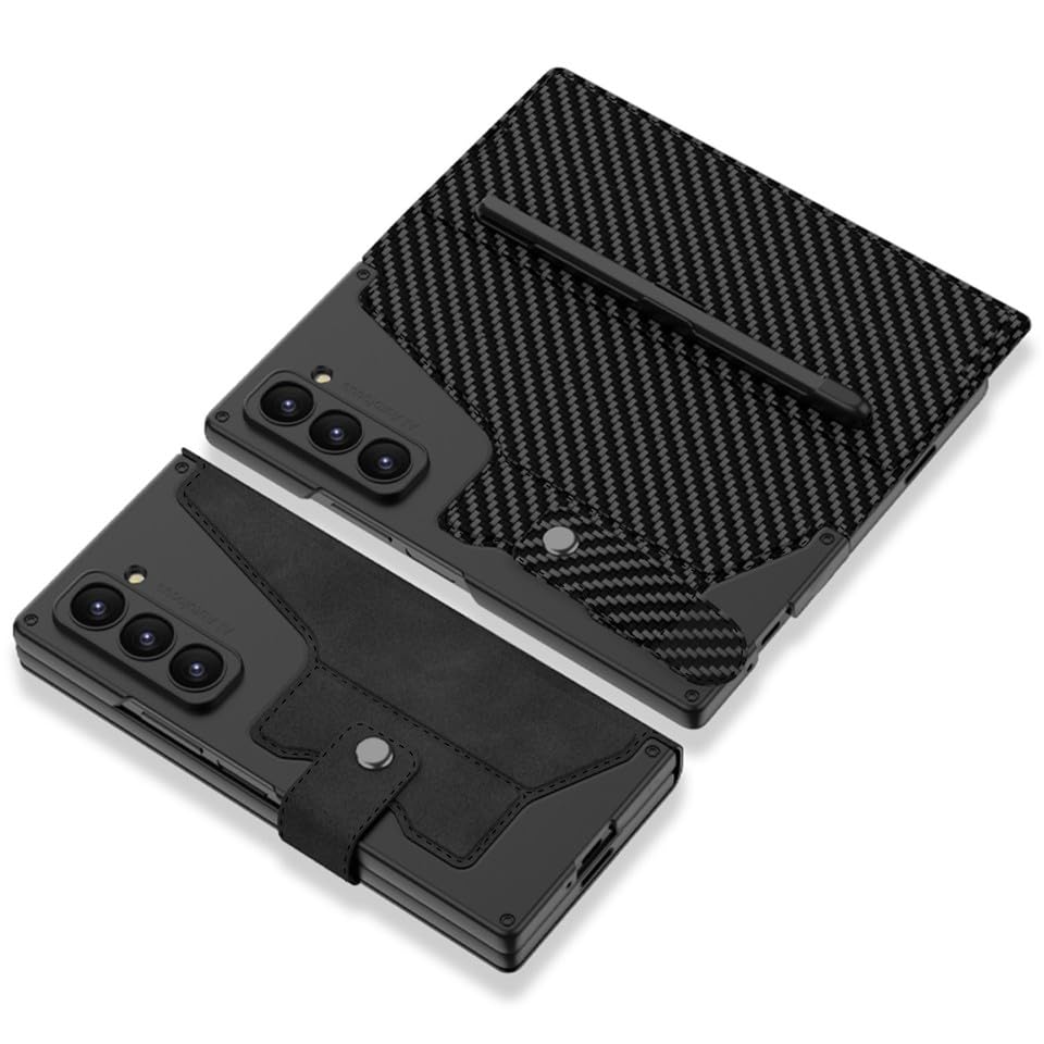 Étui en cuir vert pour Samsung Galaxy Z Fold 5 flip case rigide finition premium - 3