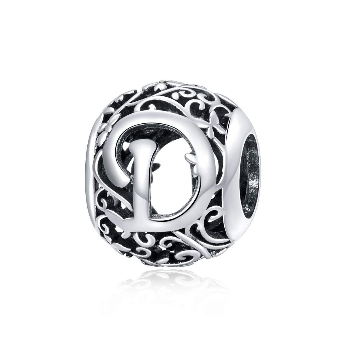 Perlina Lettera D In Argento 925 - Charm Per Bracciali E Collane - Qings