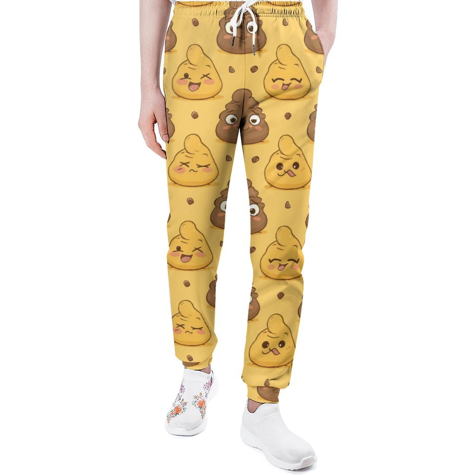 Yaxinduobao Funny Pooping Shit Pattern Men's Sweatpants Joggers with Pockets Athletic Lounge Pants Casual Bottoms for Workout Running