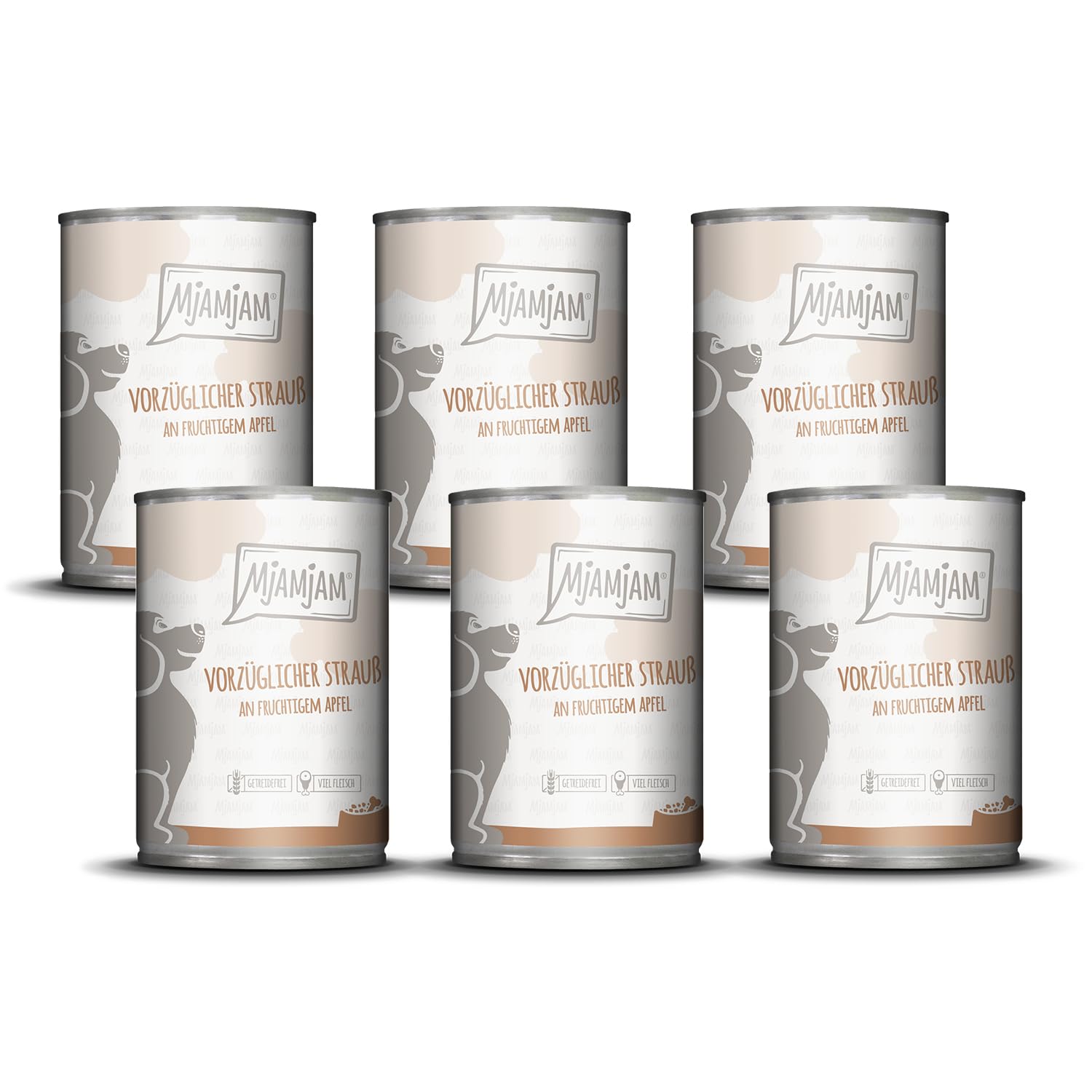 MjAMjAM - Premium wet food for dogs exquisite bouquet of fruity apple, 6 pack (6 x 400g), grain-free with extra meat