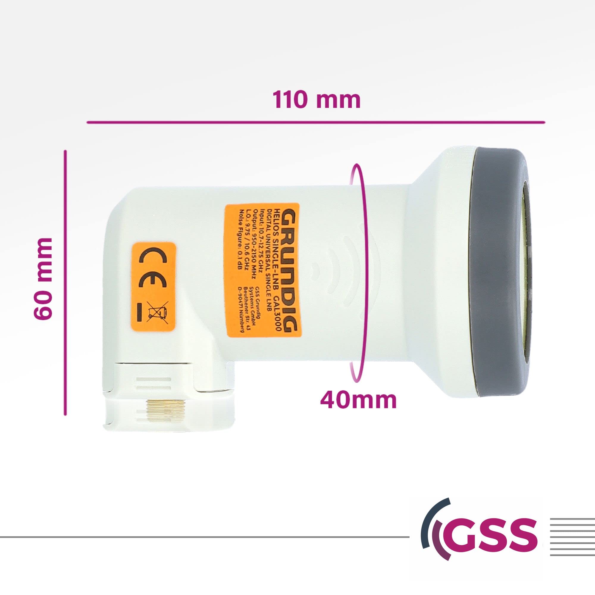 [ Test très bien, note 1.2 *] GSS Helios Single LNB avec blindage LTE et protection solaire UV, 1 compartiment HD, 4 K LMB pour 1 participant, (TV TV, récepteur satellite) LNC pour antenne parabolique