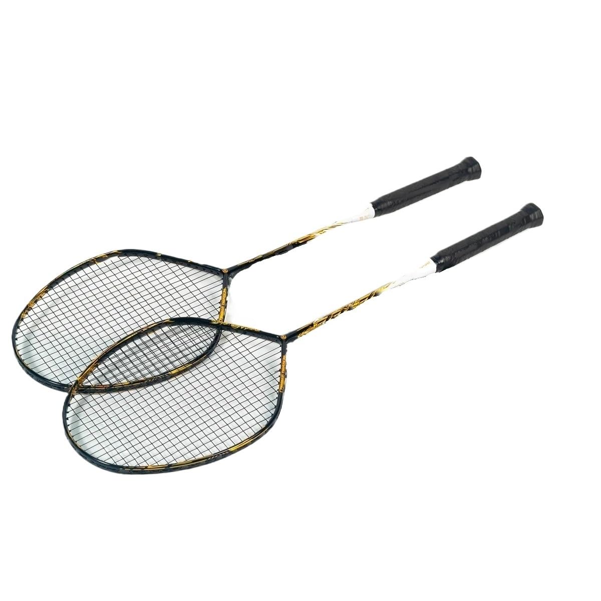 Badminton Set Racchetta da Badminton a V in Fibra di Carbonio, Superficie della Racchetta allargata, tolleranza migliorata, Accessori Inclusi, Borsa