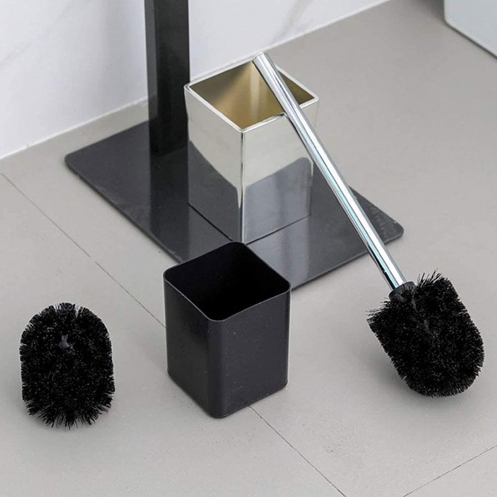 Juego de Inodoro, Portarrollos con Escobillero, Incl. Soporte para Papel Higiénico y Escobilla de Baño, Acero Inoxidable, Hierro Cromado, 30x20x70cm