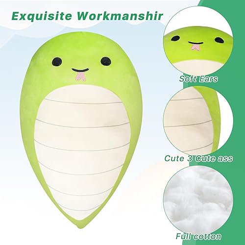 Miniatura 2 de Lindo juguete de peluche de rana larga, adorable animal de peluche de rana verde de 12 pulgadas con trasero, almohada Kawaii grande y blanda de rana