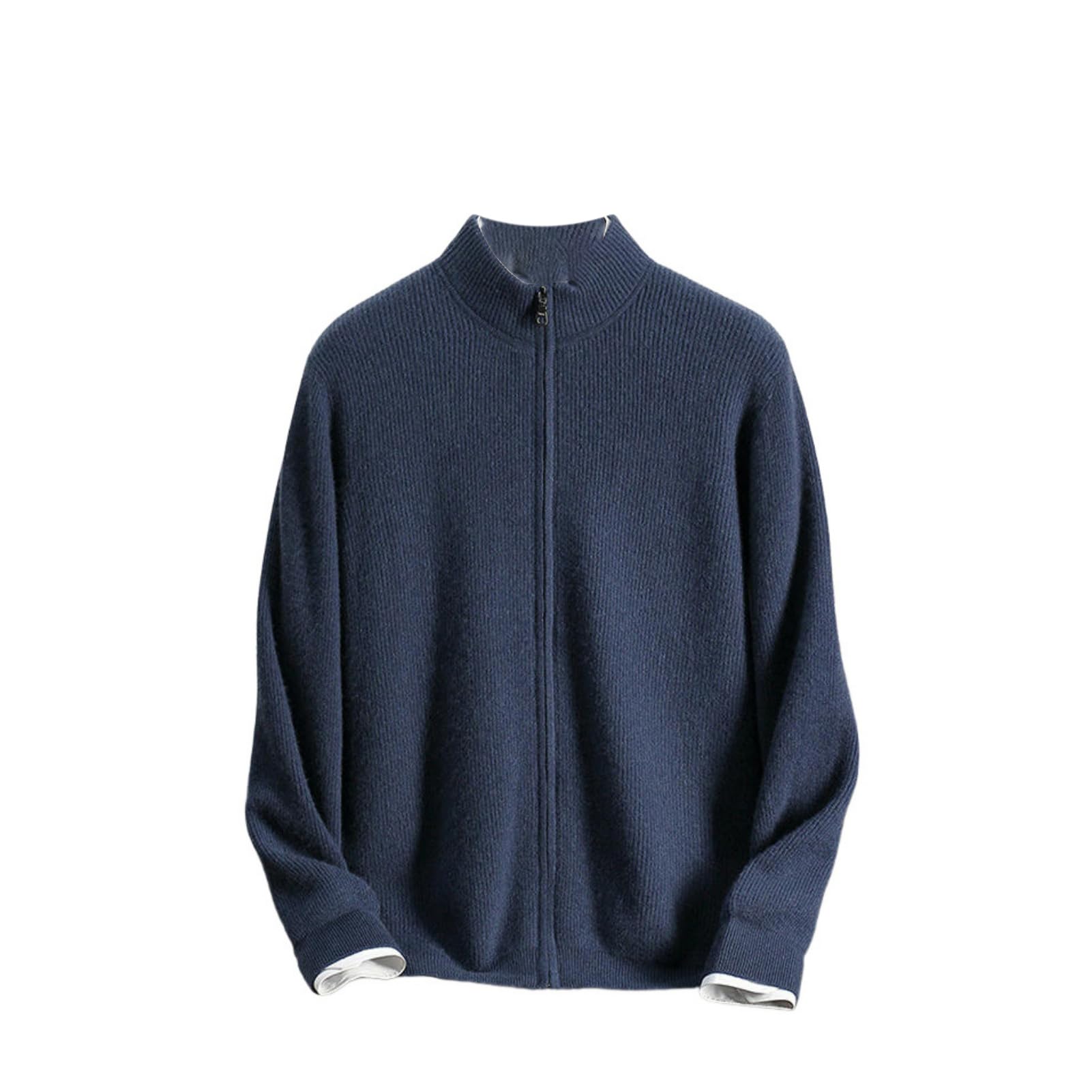 Jersey para hombre contra el frío suéter de punto grueso con cremallera 8