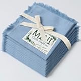 Urby Eco Hanky 10x10in Reusable Cotton Napkins (Rustic Fringe). Set of 12