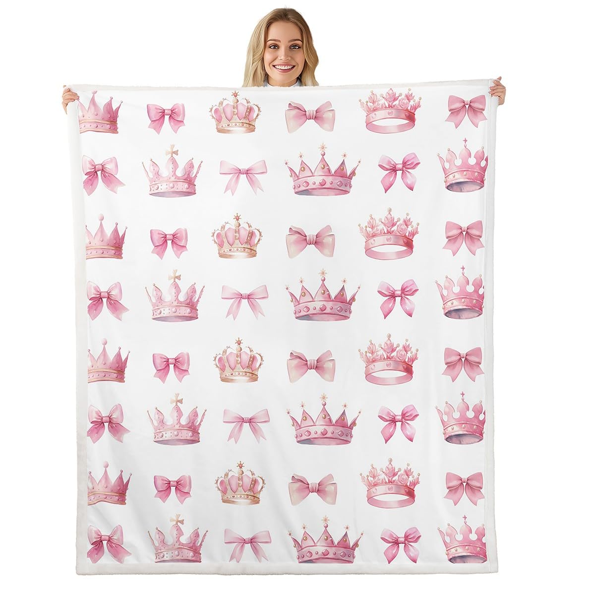 Couverture flanelle rose drap de lit polaire motif couronne pour chambre