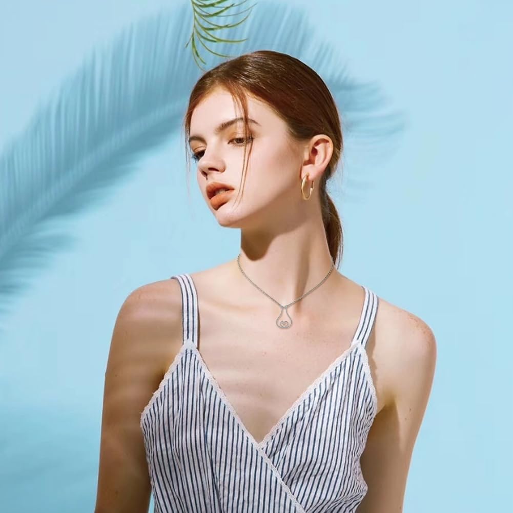 1Pc Ring Holder Necklaces 15.87 inch Heart Ring Keeper Necklace Stainless Steel Color Wedding Engagement Saver Pendant Necklace Jewelry for Wife Fiancee Nurse Ladies Gift - Image 7