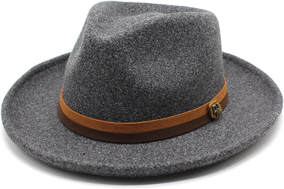 Winter Vintage Wool Fedoras Hat Men Jazz Hat Panama Solid Curved Brim Formal Party Cap