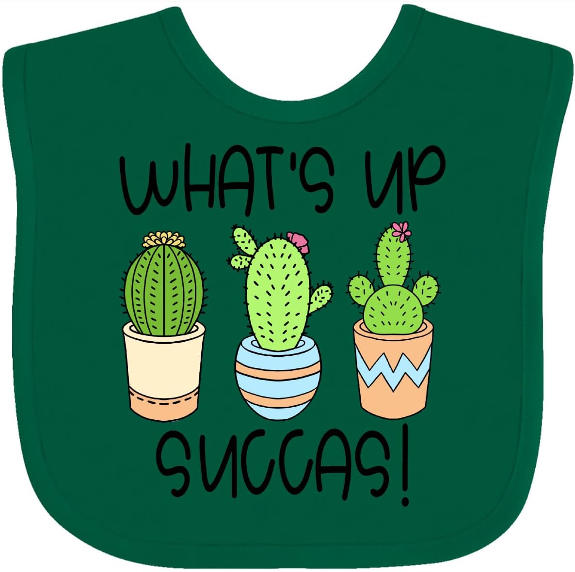 inktastic What's Up Succas Funny Cacti Plants Baby Bib